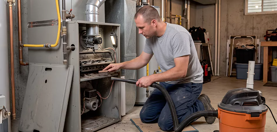 Burner and Heater Compartment Lint Removal in Georgetown