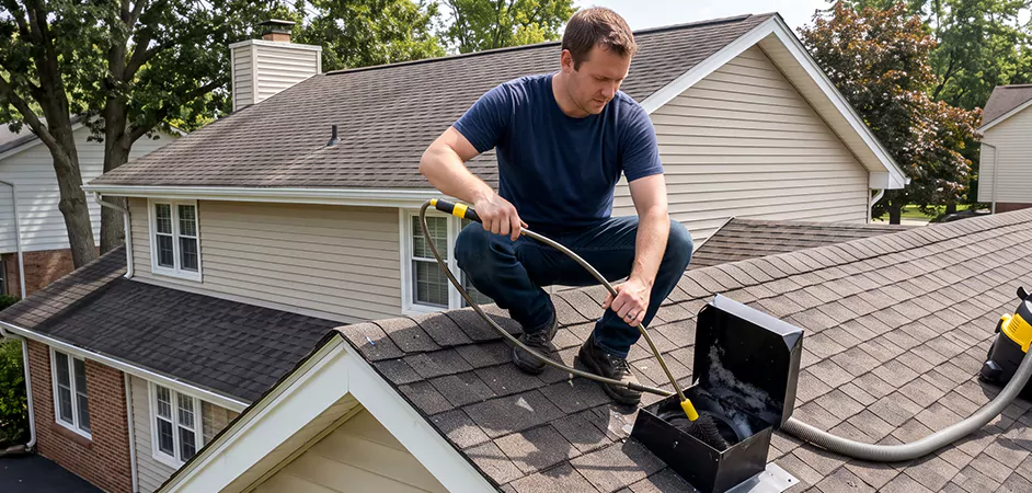 Multi-Story Roof Dryer Vent Cleaning in Georgetown
